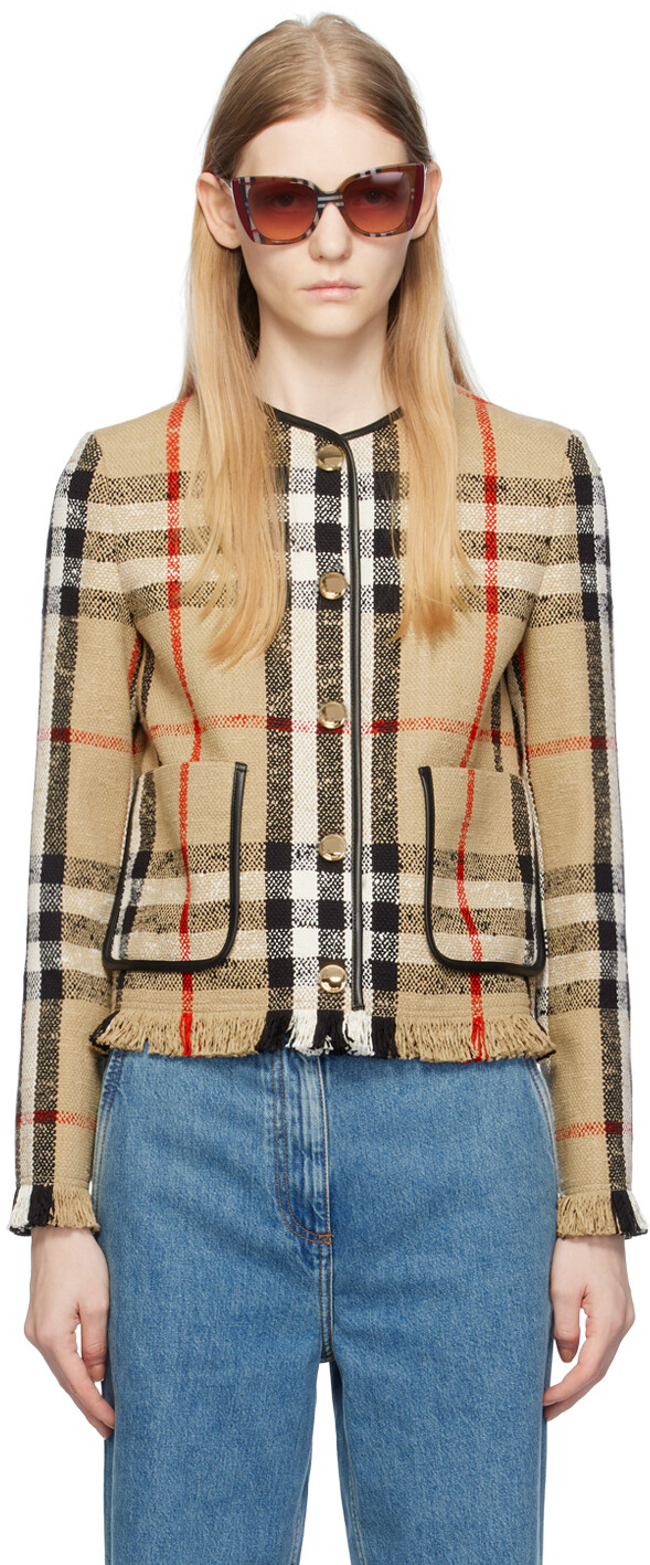 

Бежевый пиджак в клетку Burberry