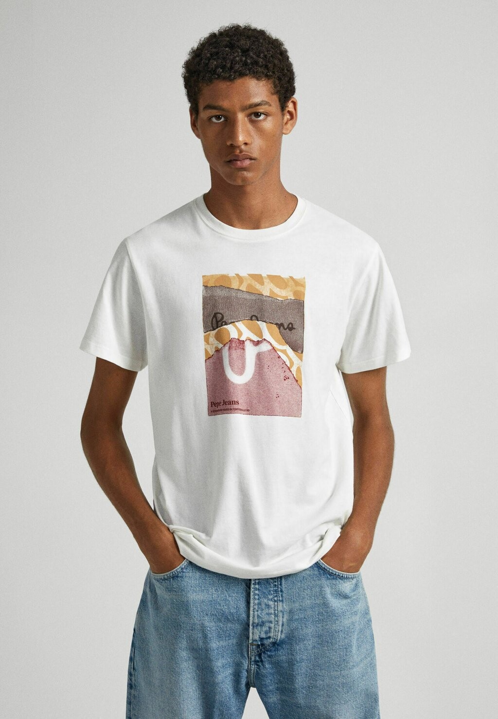 

Футболка с принтом Kenelm Pepe Jeans, цвет off white