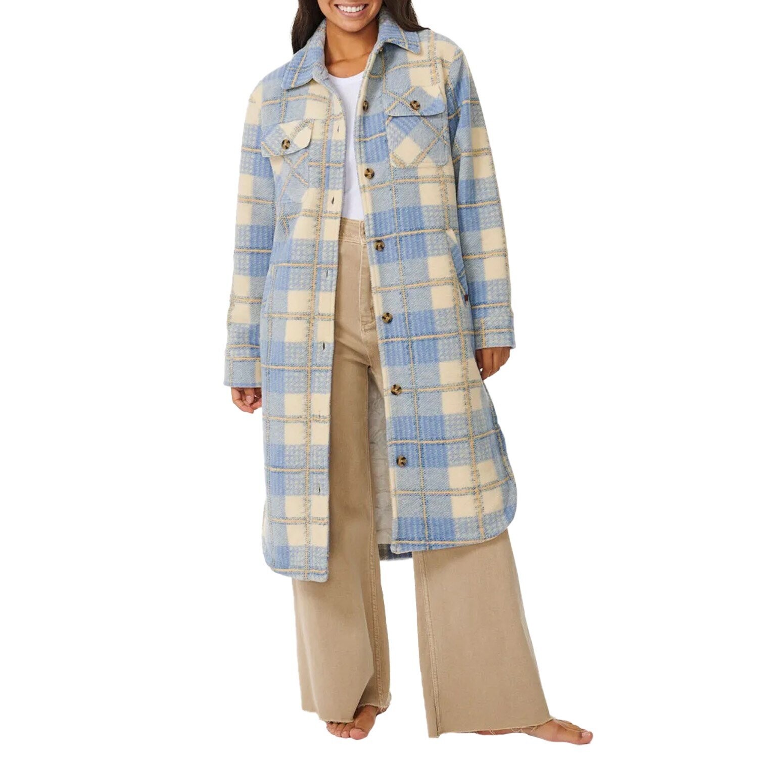 

Куртка Rip Curl Long Line Check, цвет Mid Blue