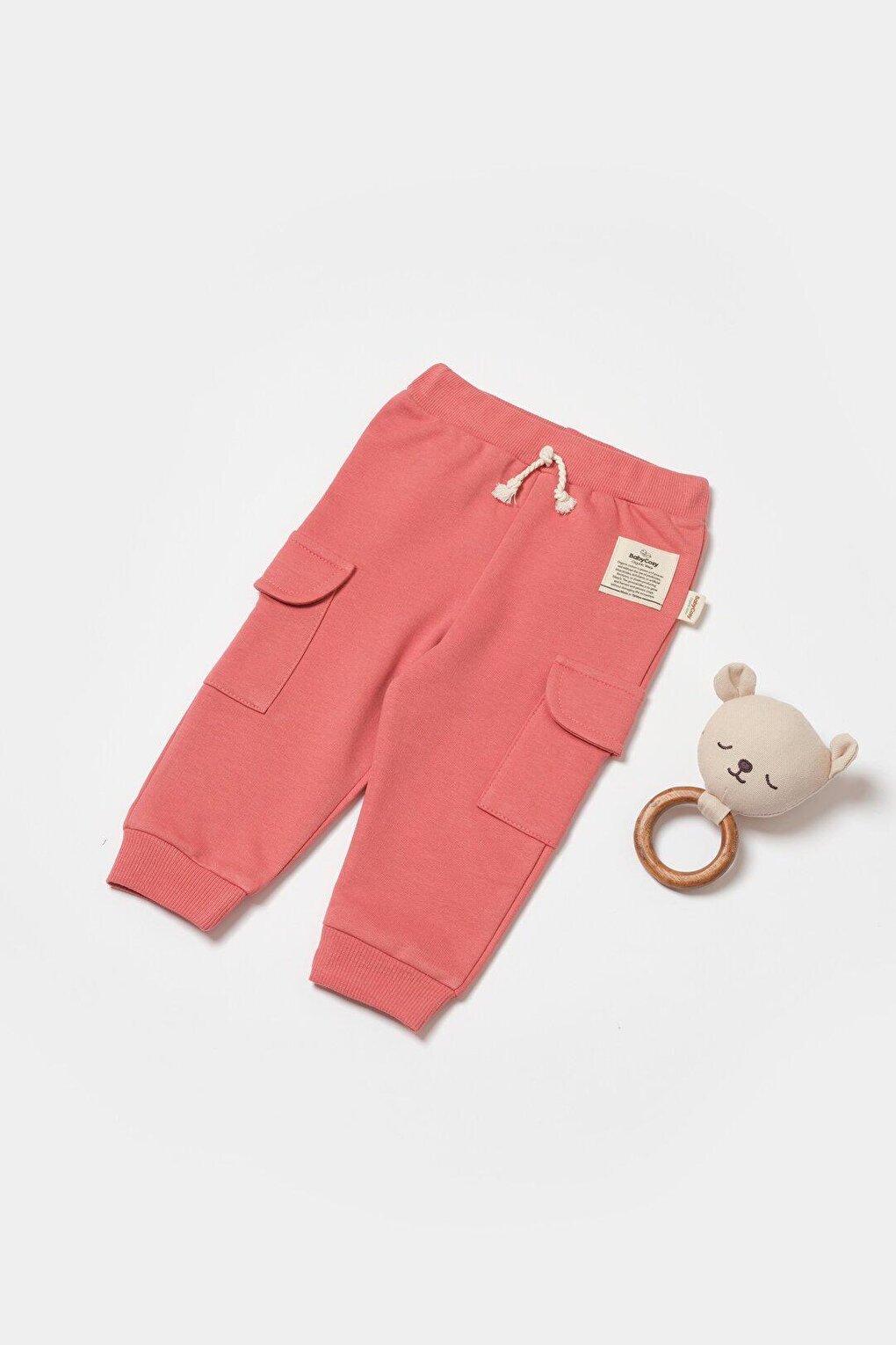 Детские спортивные штаны с грузовым карманом BabyCosy Organic Wear, розовый