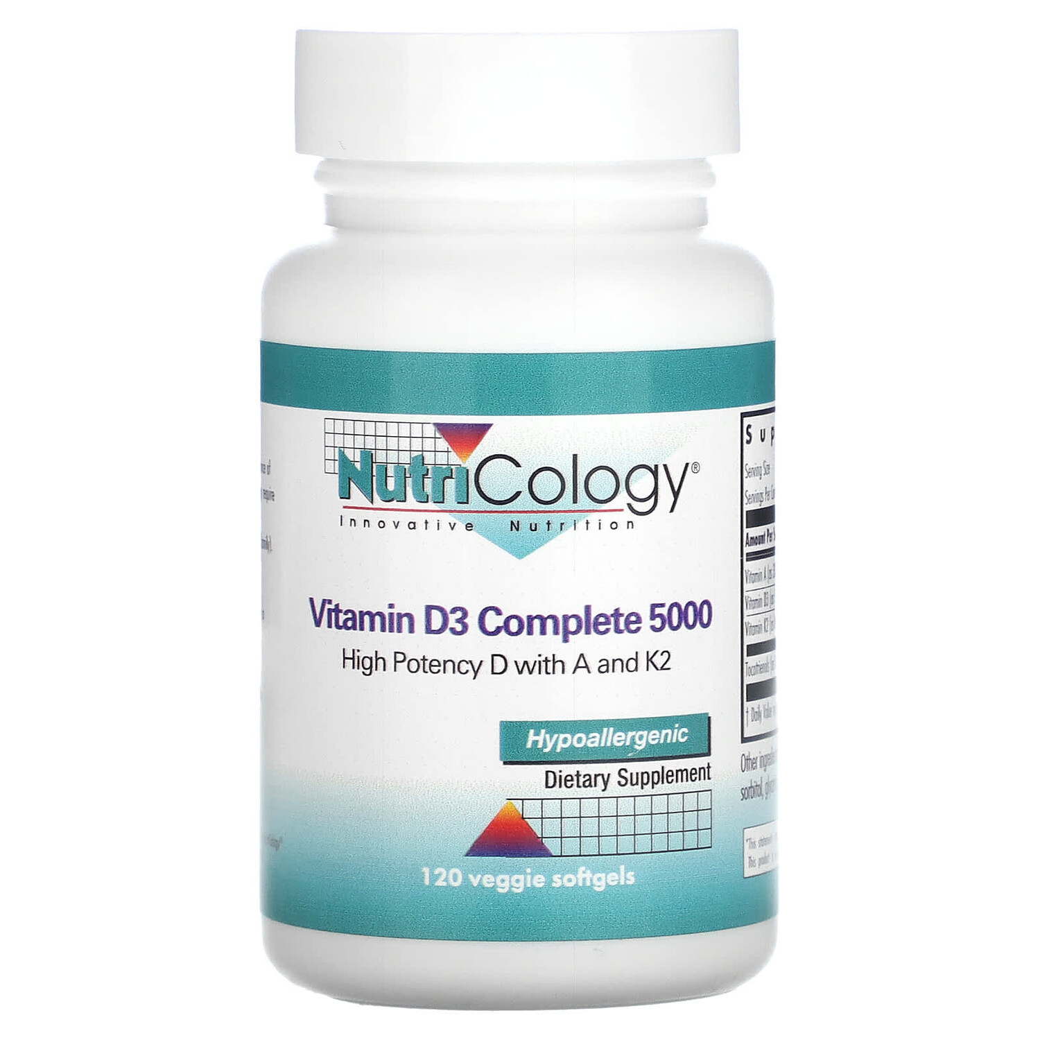 

Комплекс с витамином D3 5000, 120 растительных капсул, Nutricology