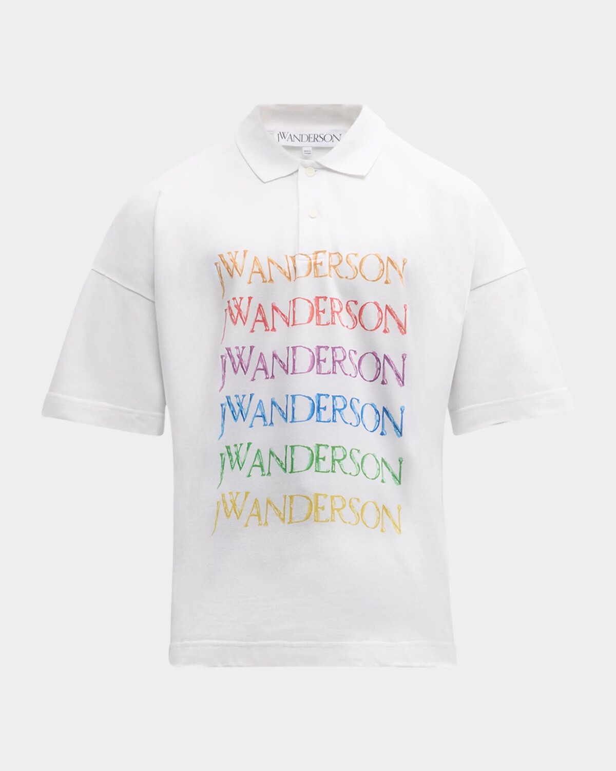 

Мужская рубашка поло из пике с графическим рисунком Jw Anderson, белый
