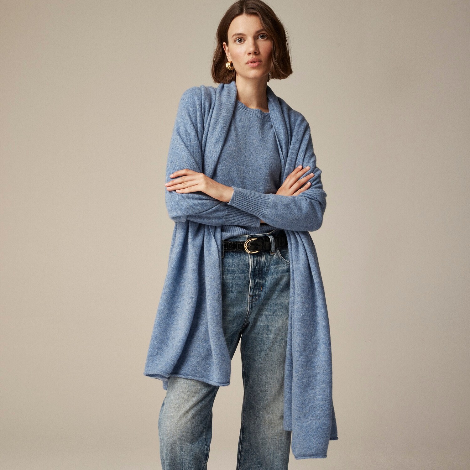 

Оверсайз кашемировый шарф J.Crew, синий