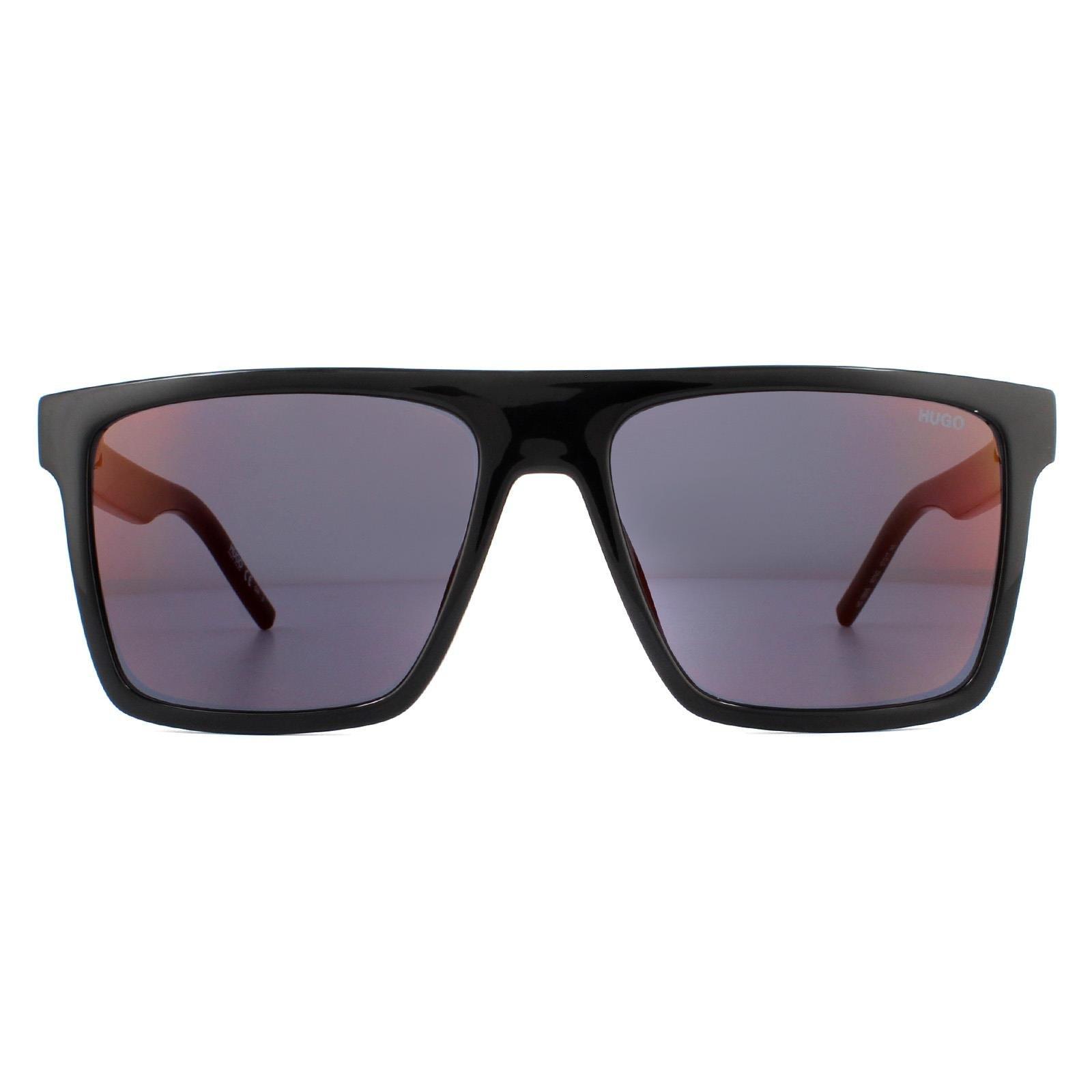 Квадратные черные красные солнцезащитные очки HUGO, черный