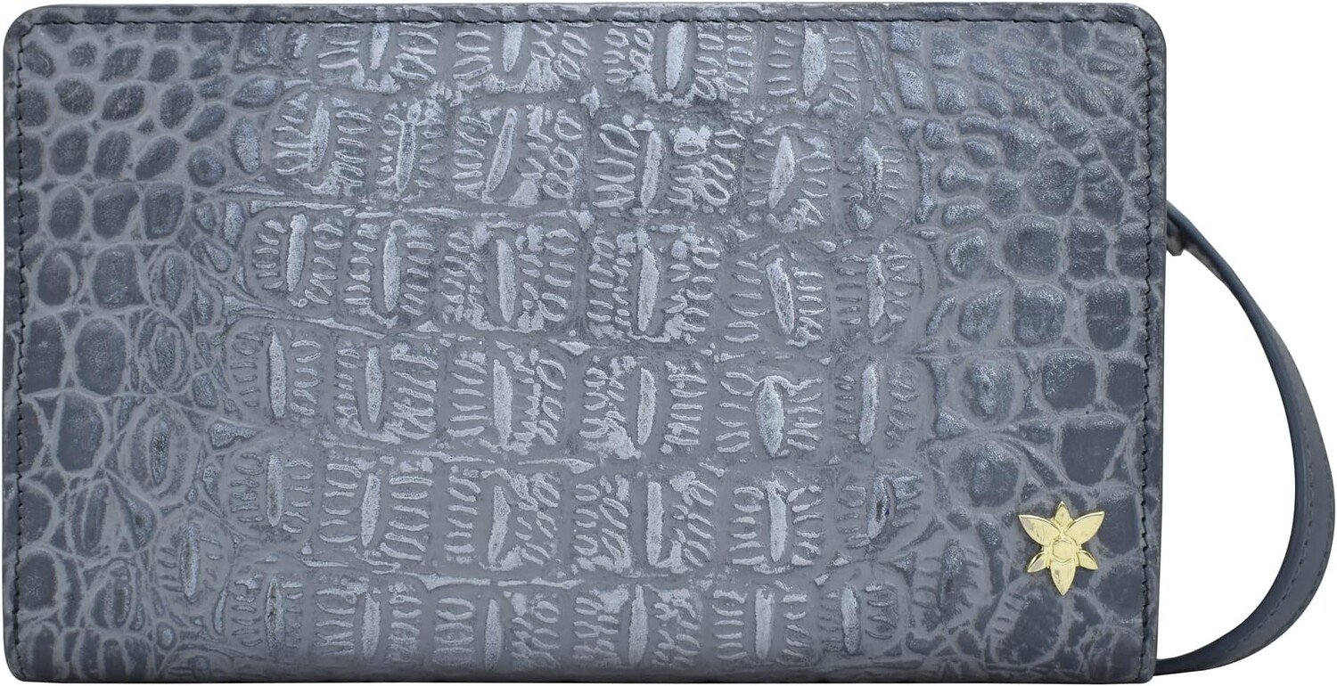 

Сумка Cell Phone Crossbody Wallet 1149 Anuschka, цвет Croco Embossed Silver/Grey