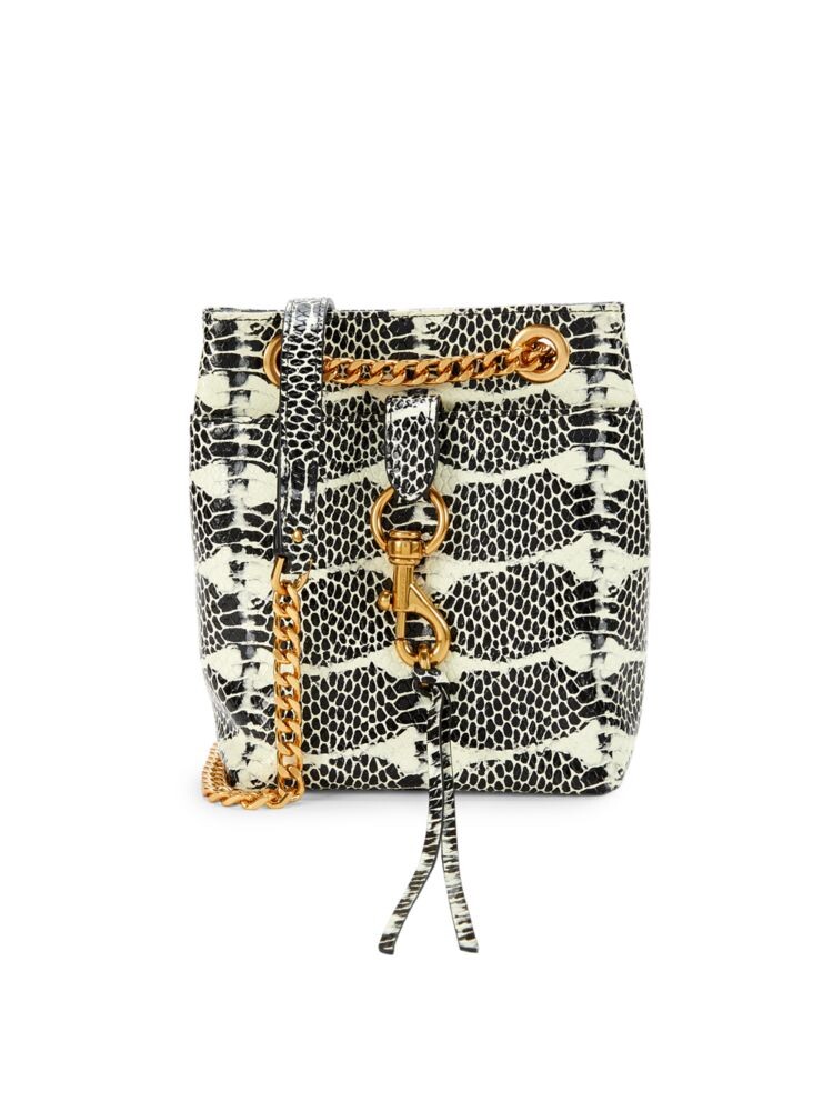 Мини-сумка-ведро Edie из тисненой кожи Rebecca Minkoff, цвет Black White