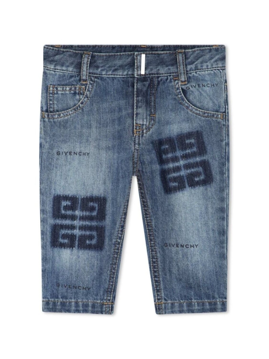 

Givenchy Kids прямые джинсы с логотипом 4G, синий