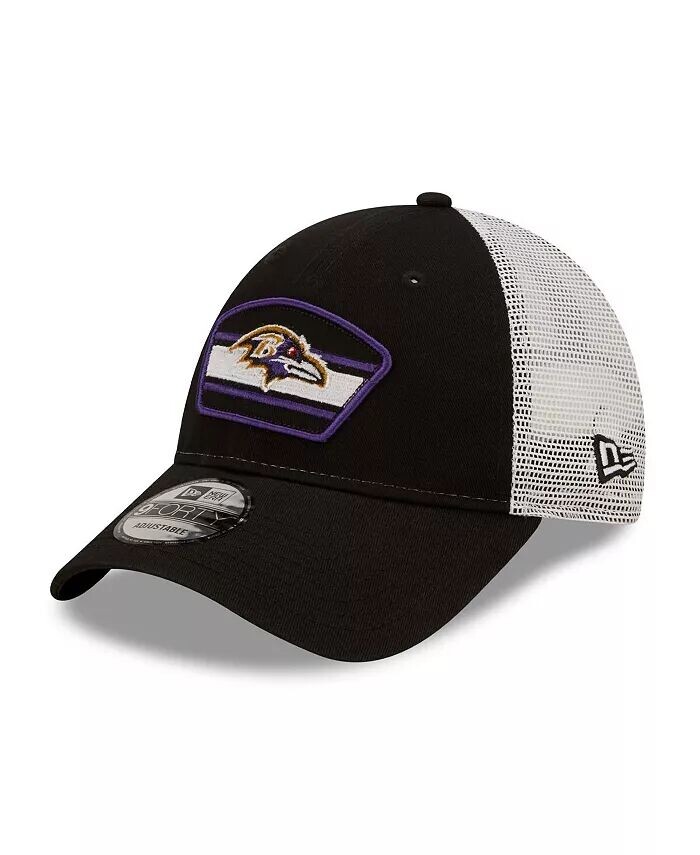 

Мужская черно-белая кепка с логотипом Baltimore Ravens Trucker 9FORTY Snapback New Era, черный