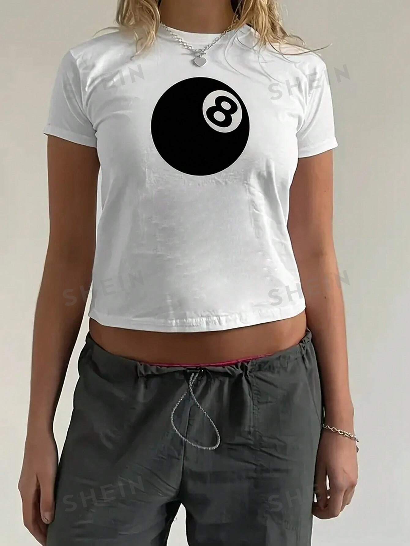 Женская повседневная футболка с коротким рукавом и принтом мяча, белый женская повседневная футболка с ярким рисунком с коротким рукавом стрейч