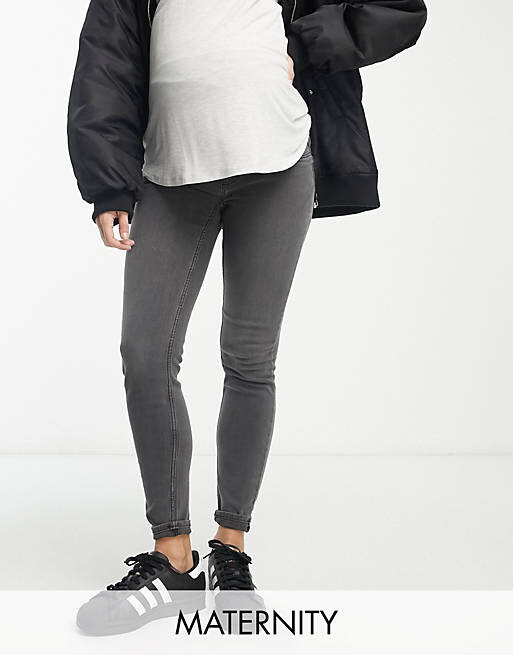 

Серые джинсы скинни с завышенной талией Mamalicious Maternity