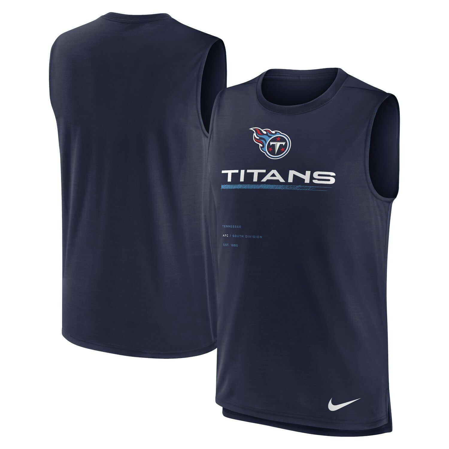 

Мужская темно-синяя майка Tennessee Titans Muscle Trainer Nike, Синий
