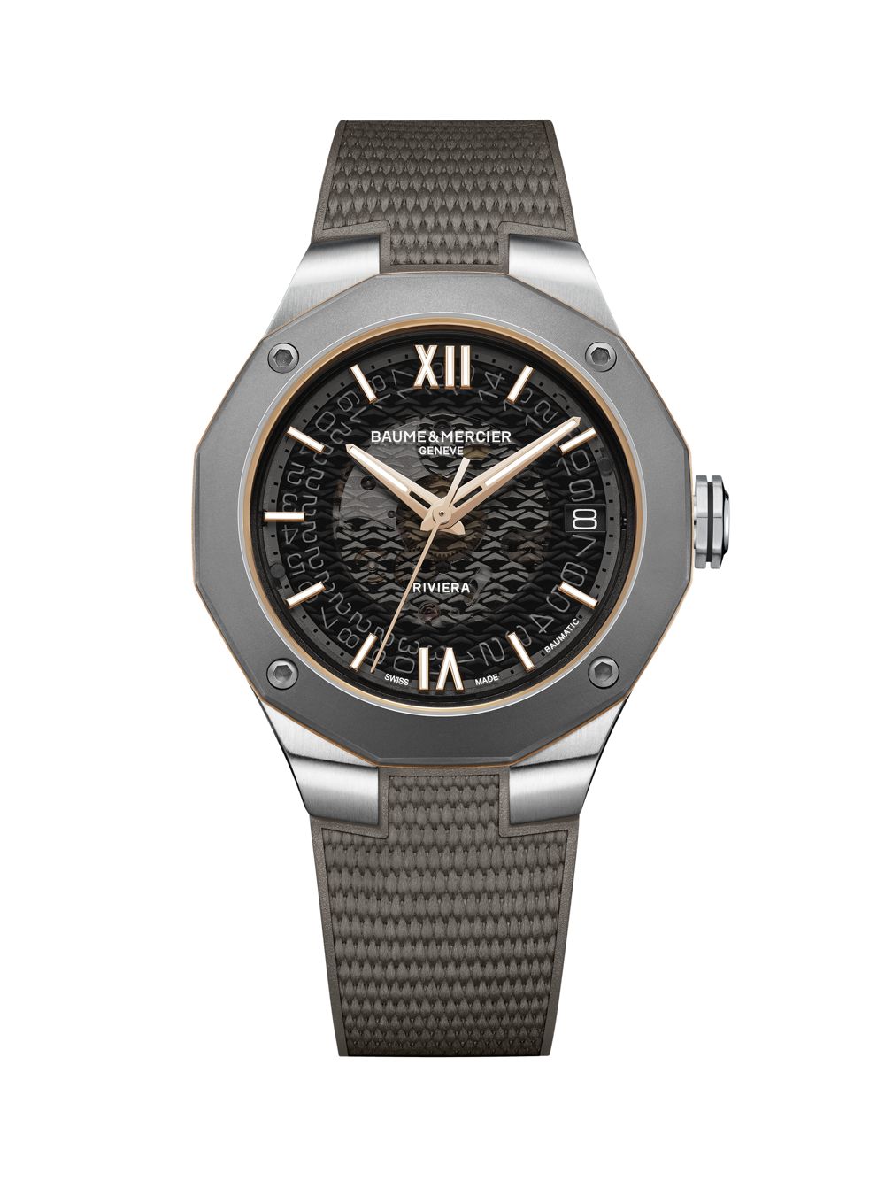 Часы Riviera из нержавеющей стали с серым браслетом Baume & Mercier