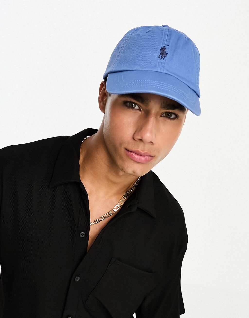 

Голубая саржевая бейсболка с логотипом Polo Ralph Lauren