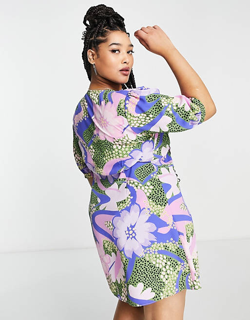 

Платье мини с завязкой на пуговицах спереди ASOS DESIGN Curve