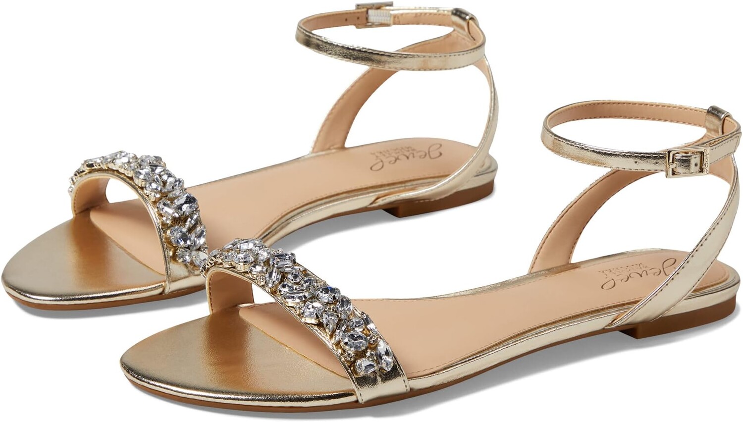 

Сандалии на плоской подошве Ohara Jewel Badgley Mischka, цвет Gold Metallic