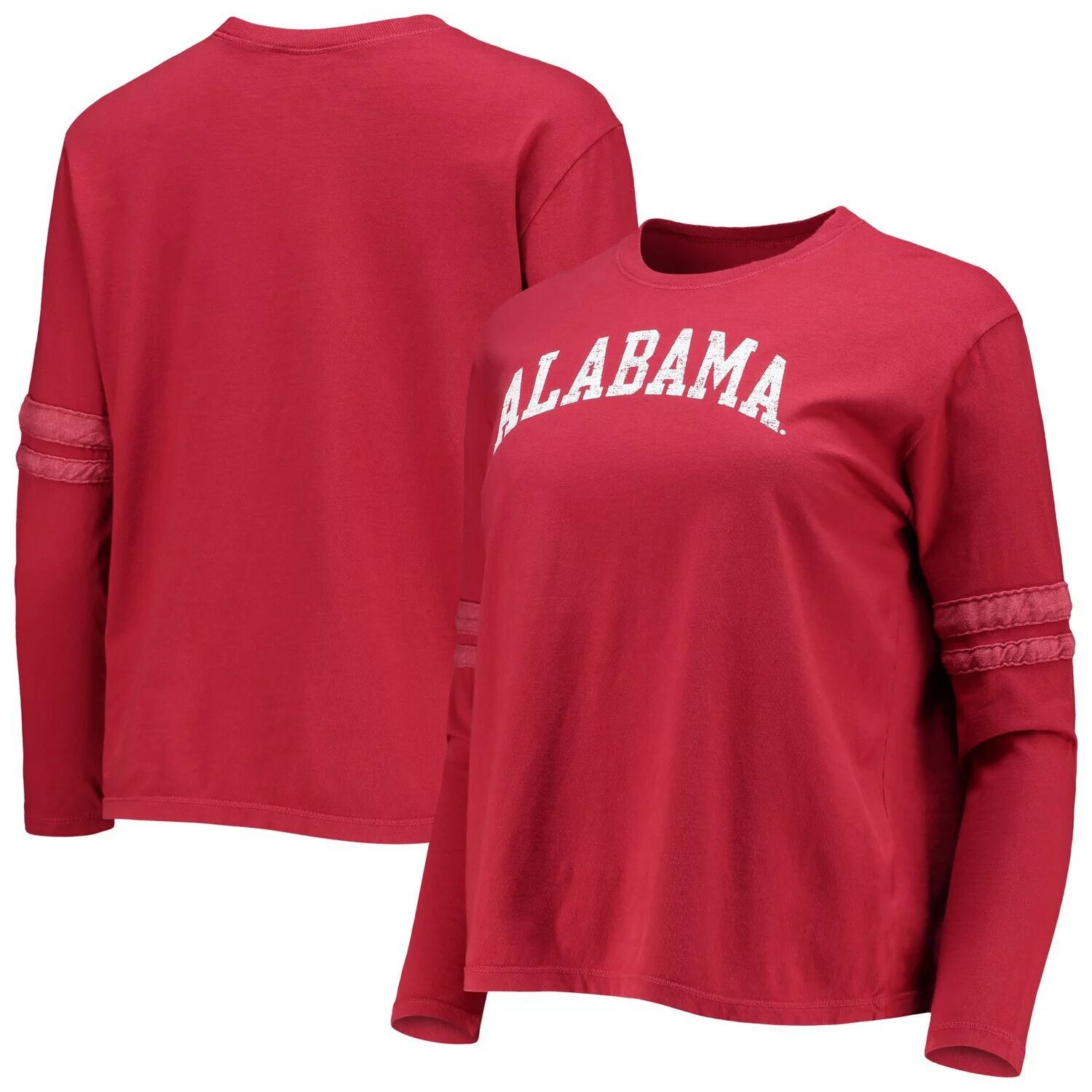 

Женская оригинальная брендовая ретро-брендовая футболка Crimson Alabama Crimson Tide Vault, винтажная полосатая футболка с длинными рукавами