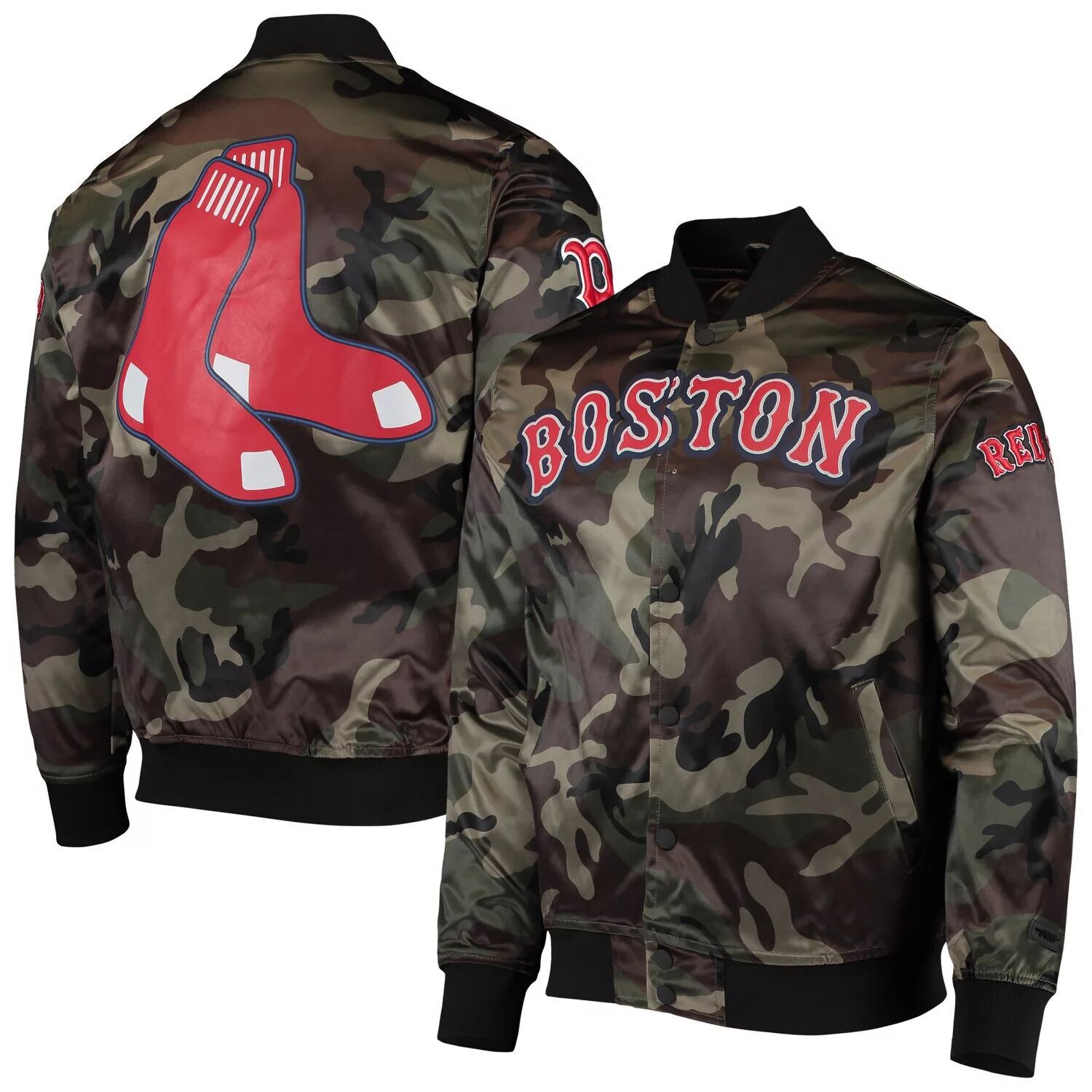 

Мужская атласная куртка с длинными кнопками Pro Standard Camo Boston Red Sox