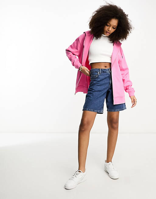 

Розовое объемное худи на молнии ASOS DESIGN, Розовый