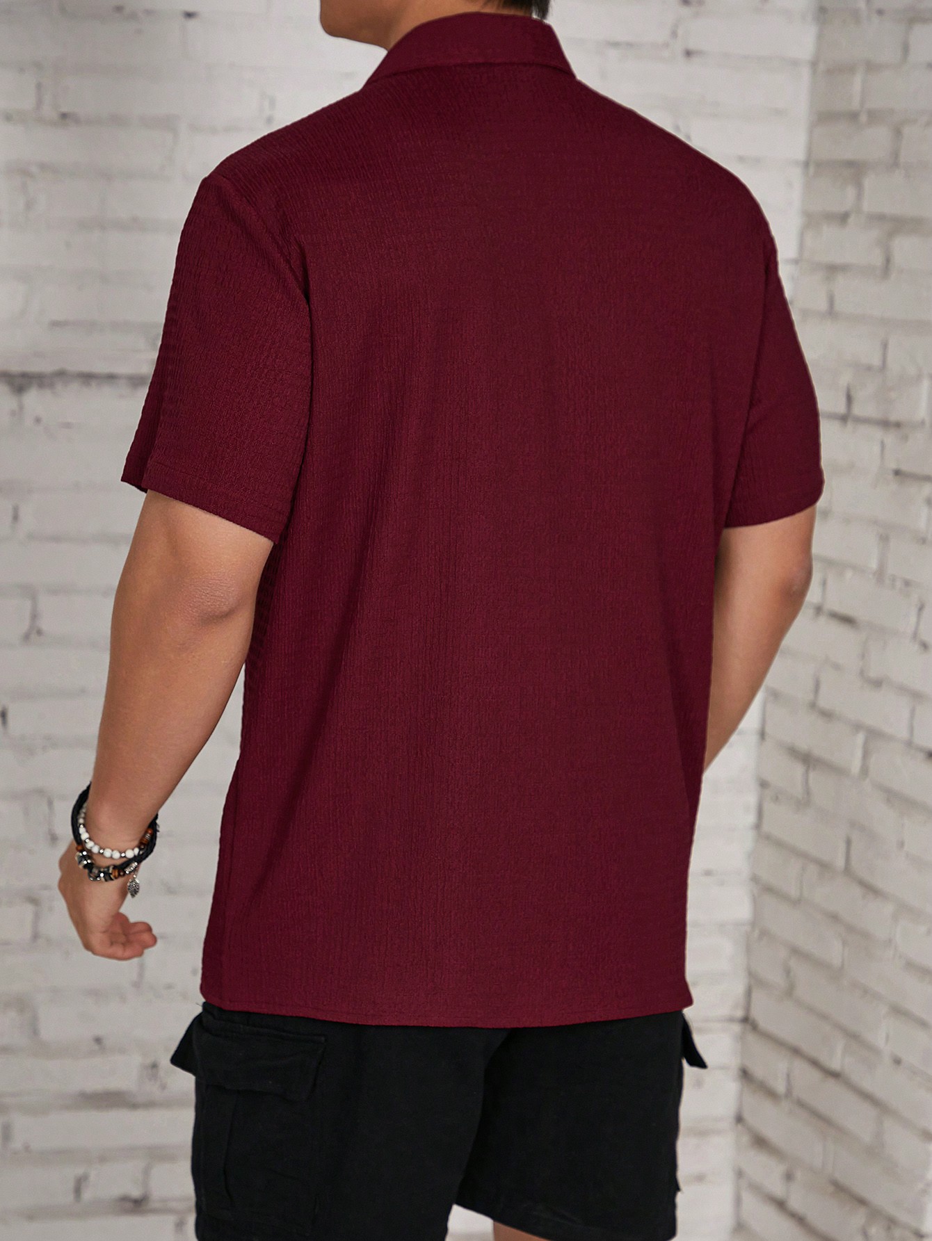 Мужская текстурированная рубашка на пуговицах с коротким рукавом Manfinity Homme, расти роуз мужская текстурированная рубашка с коротким рукавом manfinity homme на пуговицах спереди розовый
