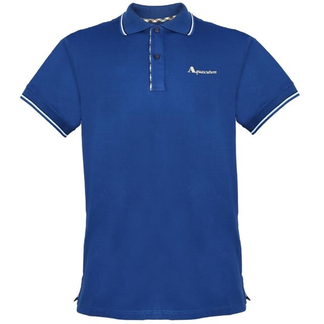 

Синяя рубашка-поло с заостренным воротником Aquascutum, синий