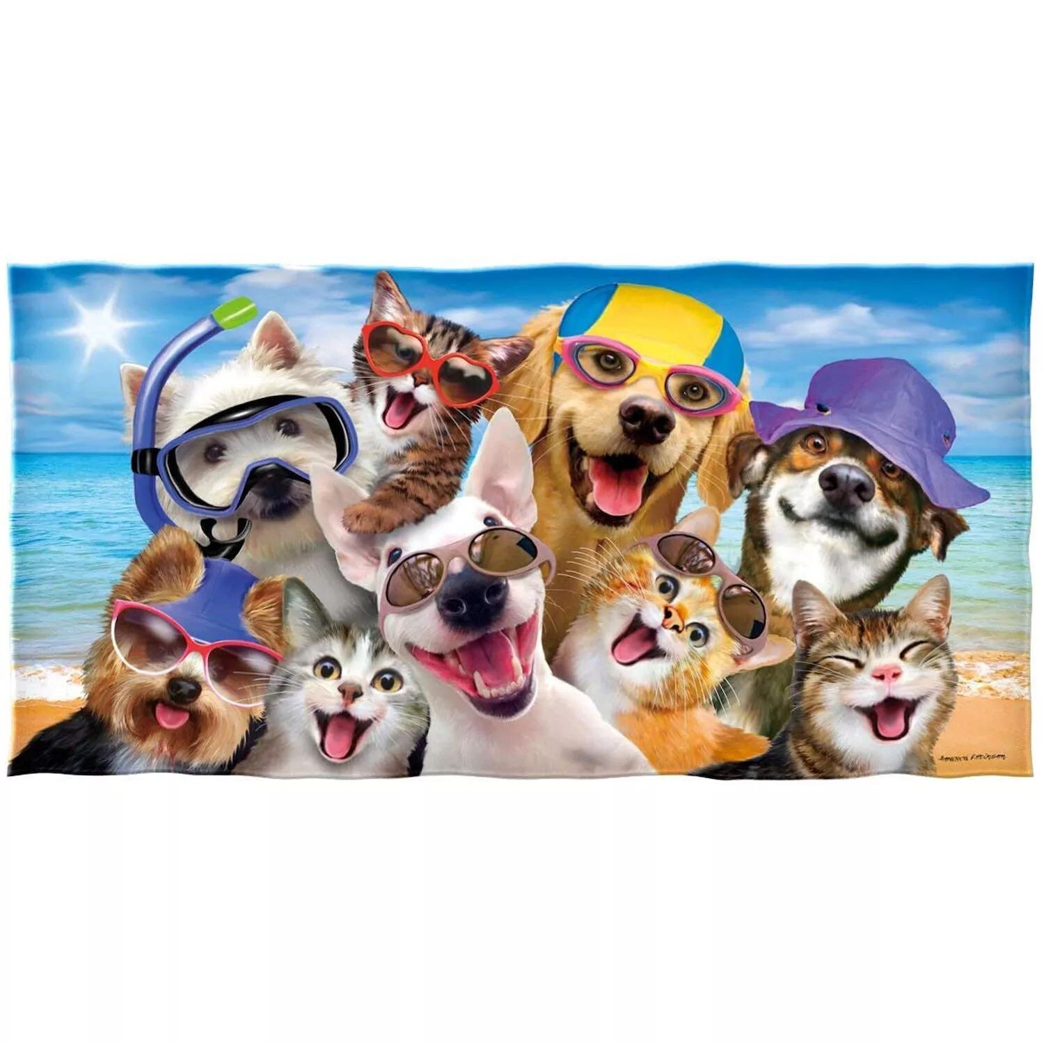 

Пляжное полотенце Selfie Dogs для женщин, девочек, детей, мужчин с принтом