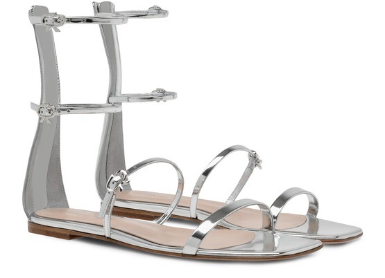 

Сандалии Ribbon Downtown на плоской подошве Gianvito Rossi, серебряный