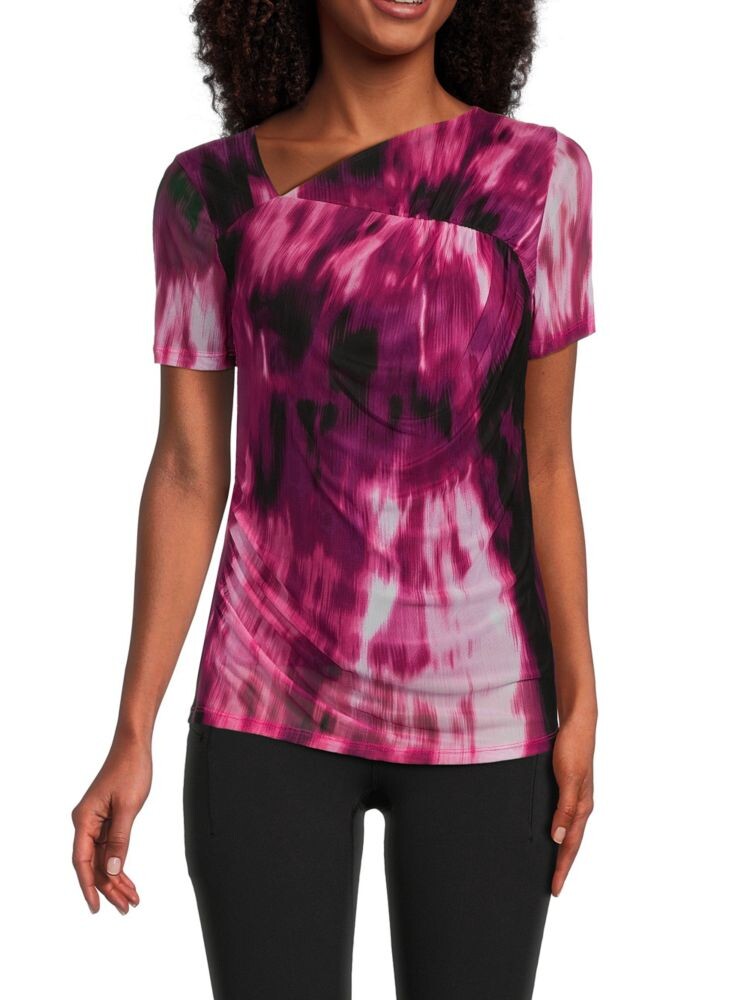 

Асимметричный топ с цветочным принтом Calvin Klein, цвет Black Aubergine