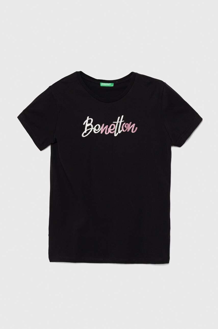 

Хлопковая детская футболка United Colors of Benetton, черный