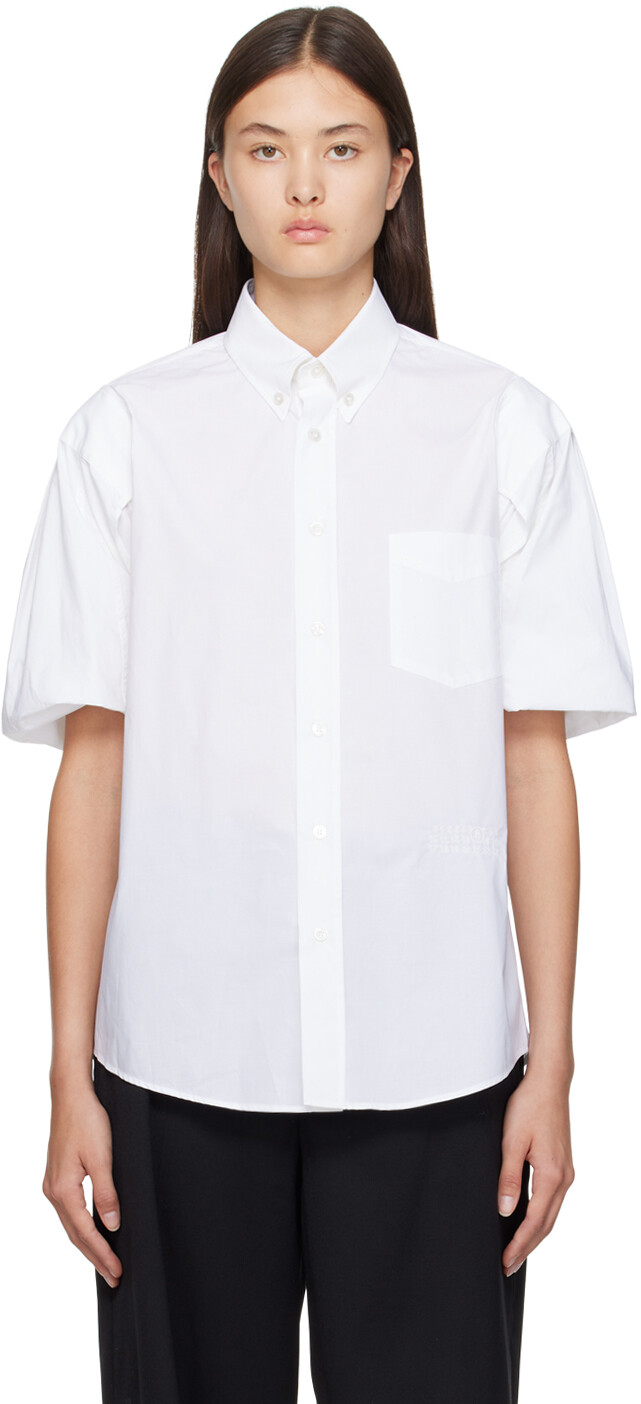 

Белая плиссированная рубашка MM6 Maison Margiela