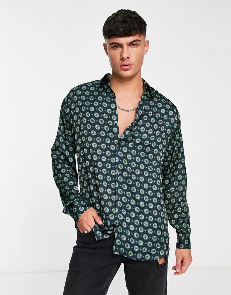 

Атласная рубашка с длинными рукавами Jack & Jones Premium в стиле мандала