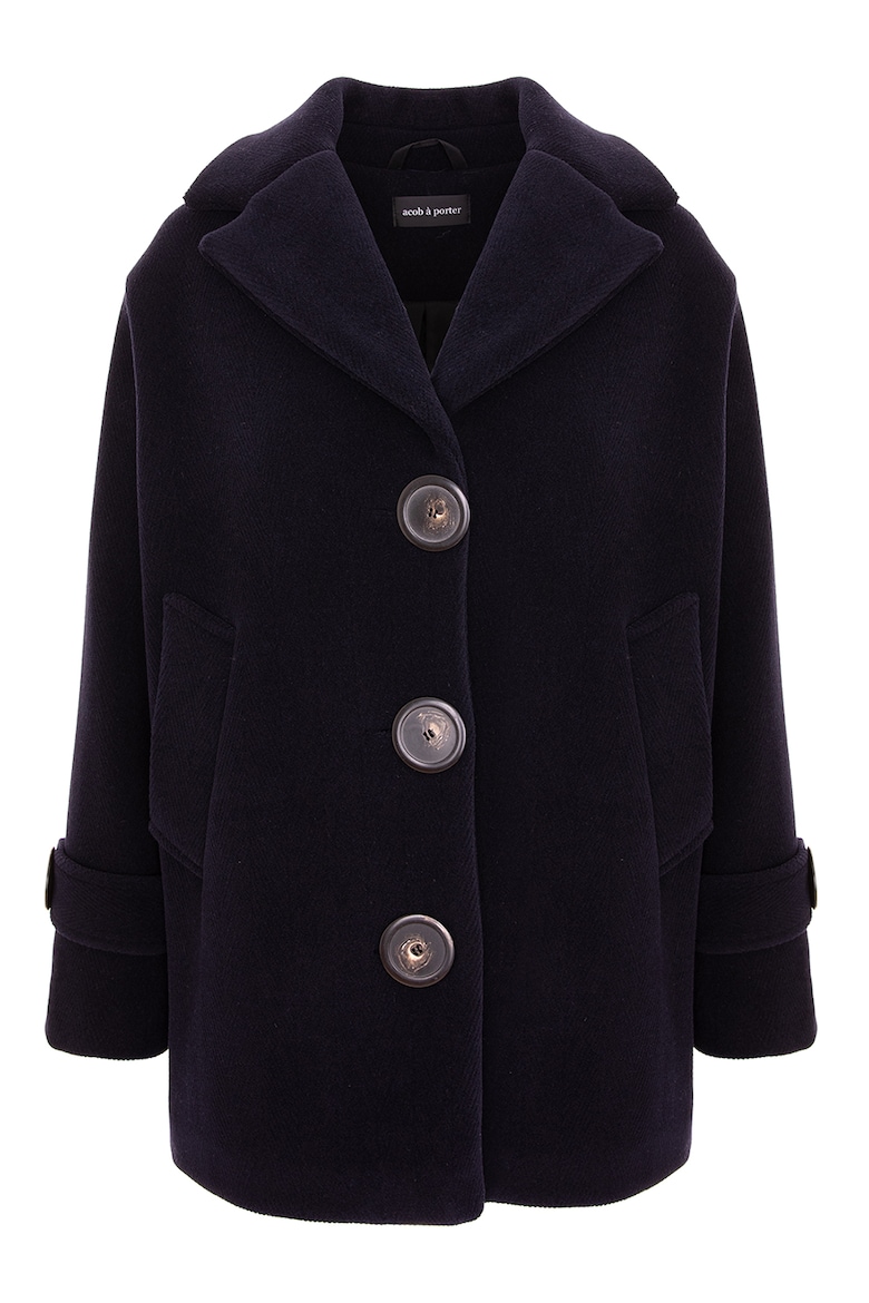 Шерстяное пальто с двойными лацканами Acob À Porter, синий