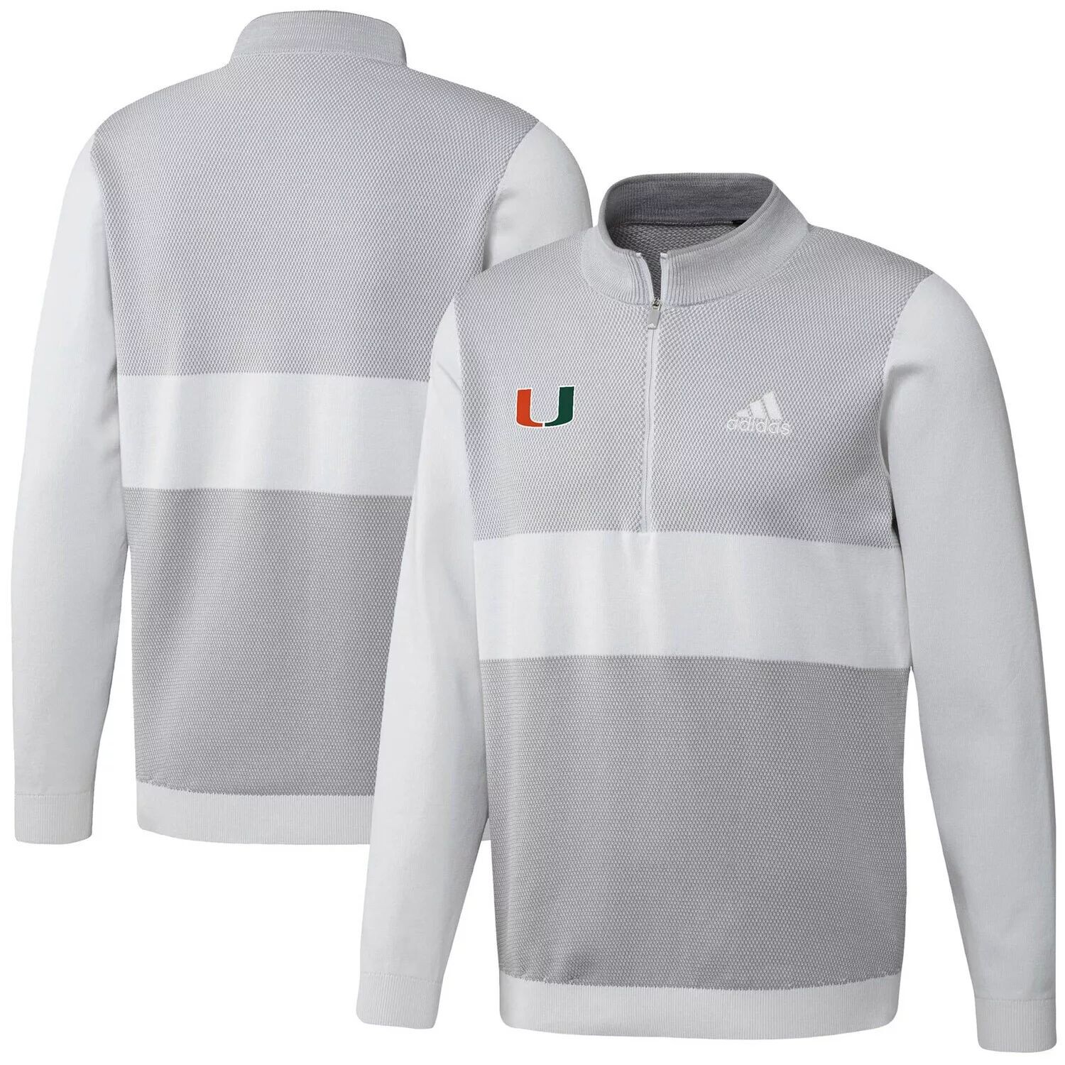 

Мужская серая трикотажная куртка с молнией до четверти Miami Hurricanes adidas