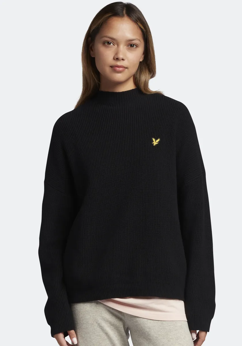 

Свитер Lyle & Scott с воротником стойкой и небольшим логотипом на груди, черный