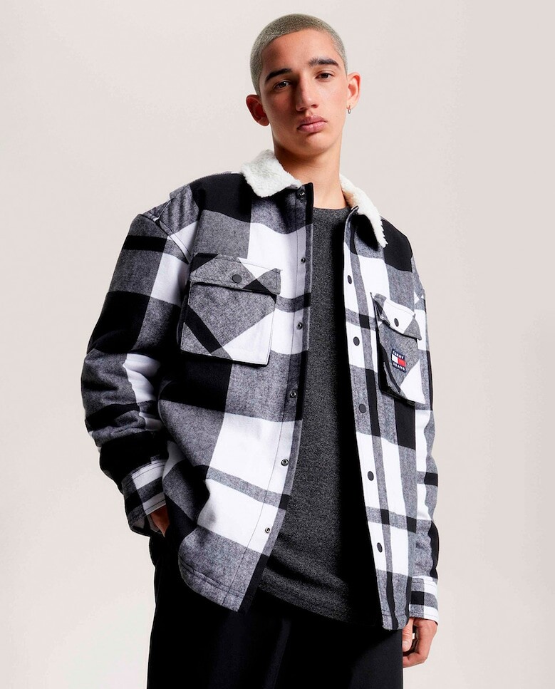 

Мужская клетчатая рубашка с дубленкой Tommy Jeans, черный