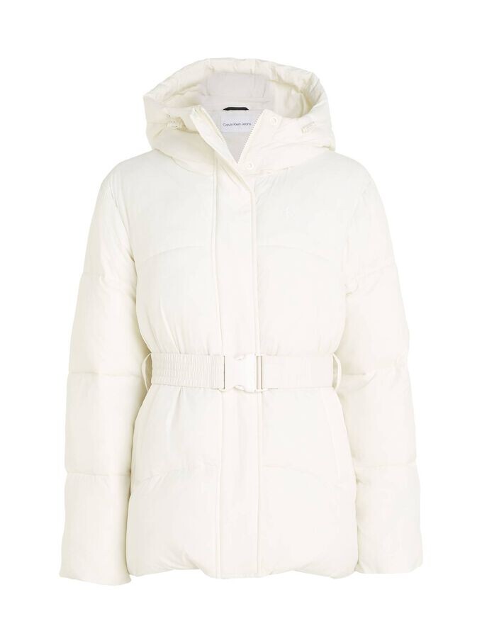 

Стеганая куртка с коротким пуховиком и поясом с логотипом Calvin Klein, белый