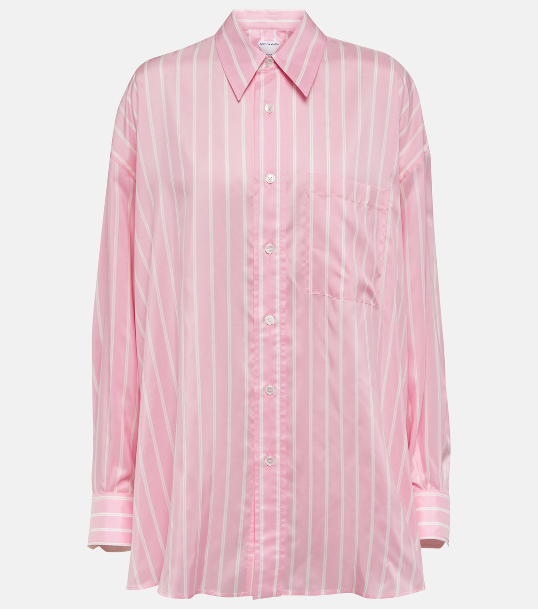 Шелковая рубашка в полоску BOTTEGA VENETA, розовый