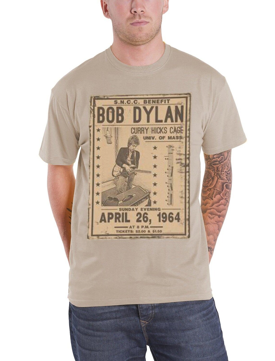 

Футболка с флаером Карри Хикс Кейджа, апрель 1964 года Bob Dylan, коричневый