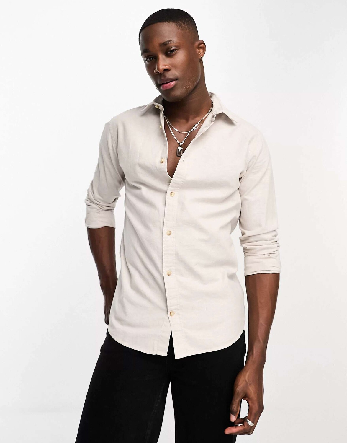 

Бежевая льняная рубашка Jack & Jones Essentials