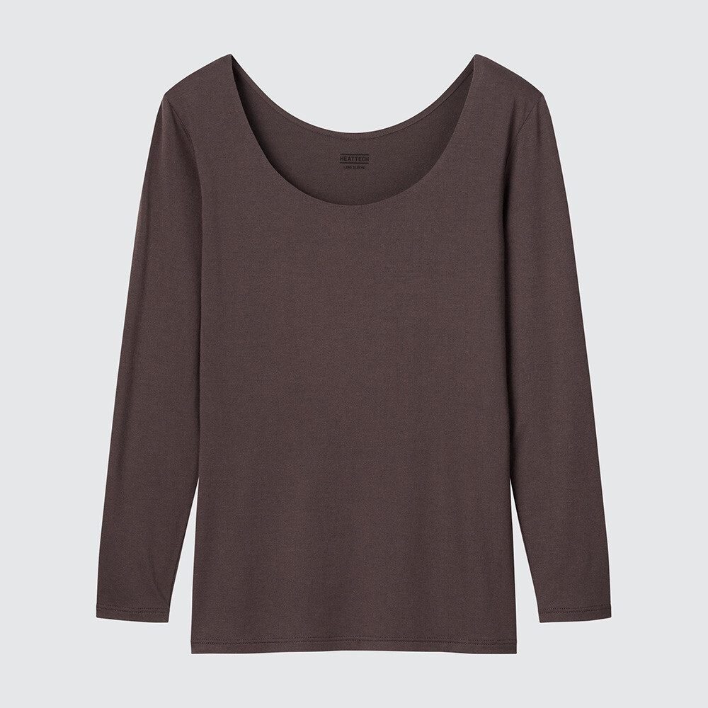 

Женская футболка Uniqlo HEATTECH с U-образным вырезом, каштановый