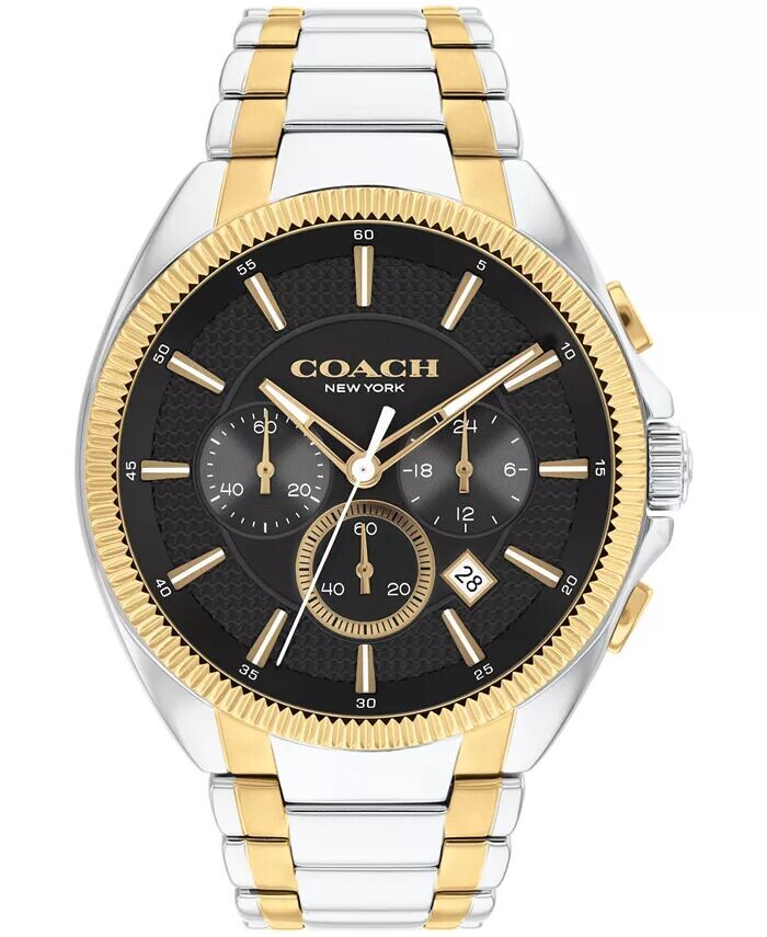 

Мужские двухцветные часы Jackson из нержавеющей стали, 45 мм COACH, черный