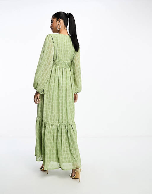 

Платье макси цвета шалфея добби ASOS DESIGN