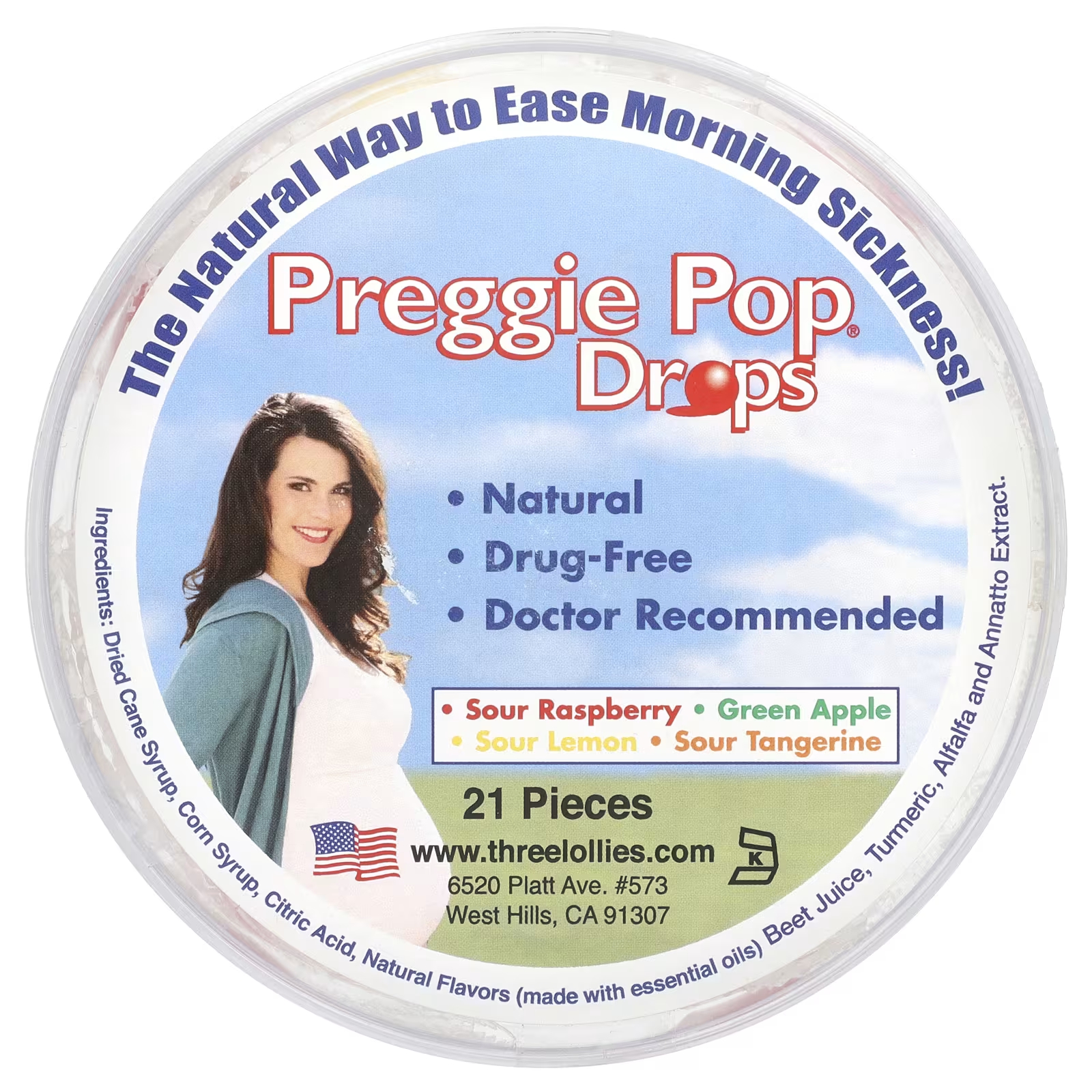 Кислые фрукты Preggie Preggie Pop Drops для беременных, 21 шт