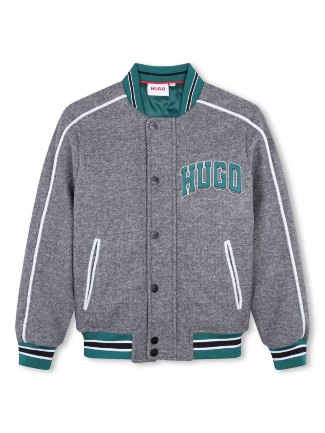 

HUGO KIDS куртка-бомбер с аппликацией логотипа, серый