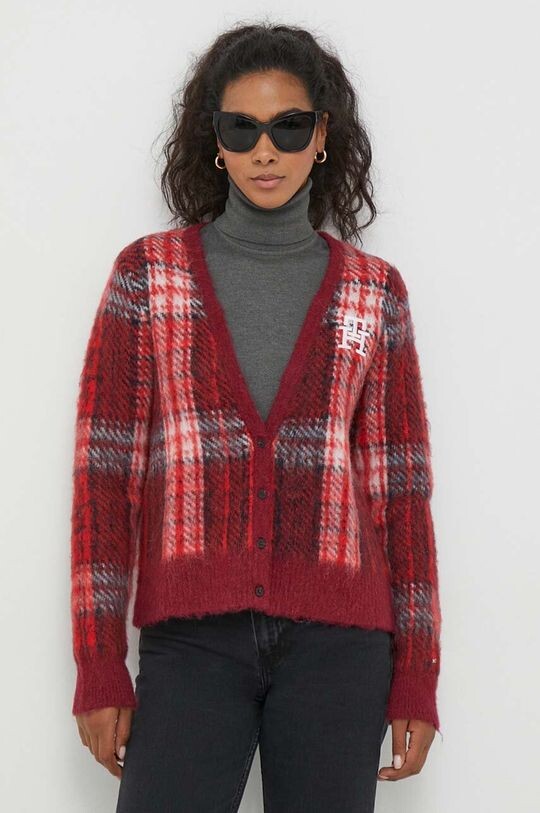 

Кардиган из смесовой шерсти Tommy Hilfiger, бордовый, Красный