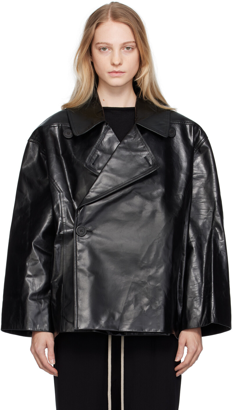 

Черная укороченная кожаная куртка Drella Rick Owens, Черный