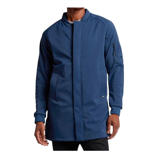 Куртка Nike Sleeve Zipper Pocket Detail Solid Color Stand Collar Jacket Men's Blue, синий 50% 2021 men s jacket hot sale men solid color stand collar zipper pocket slim bomber jacket coat sportswear comfortable