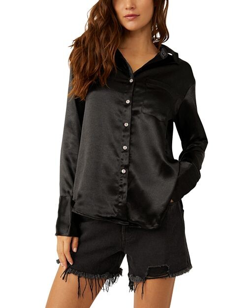 

Рубашка с пуговицами спереди Shooting For the Moon Free People, цвет Black