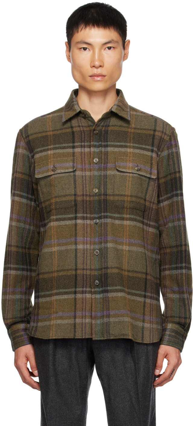 

Зеленая рубашка в шотландскую клетку Ralph Lauren Purple Label