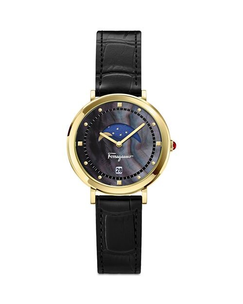 Часы Salvatore Logomania с фазой Луны, 36 мм Ferragamo, цвет Black