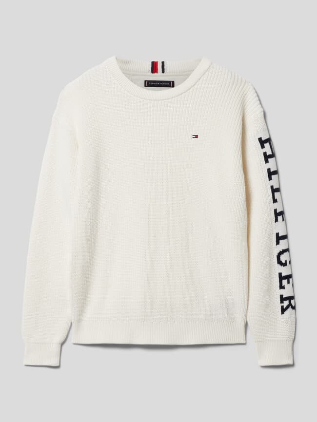 

Вязаный свитер с деталями лейбла модель "МОНОТИП" Tommy Hilfiger, молочный
